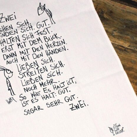 Zwei Geschirrtuch Liebe Geschirrtuch Liebe mit Spruch